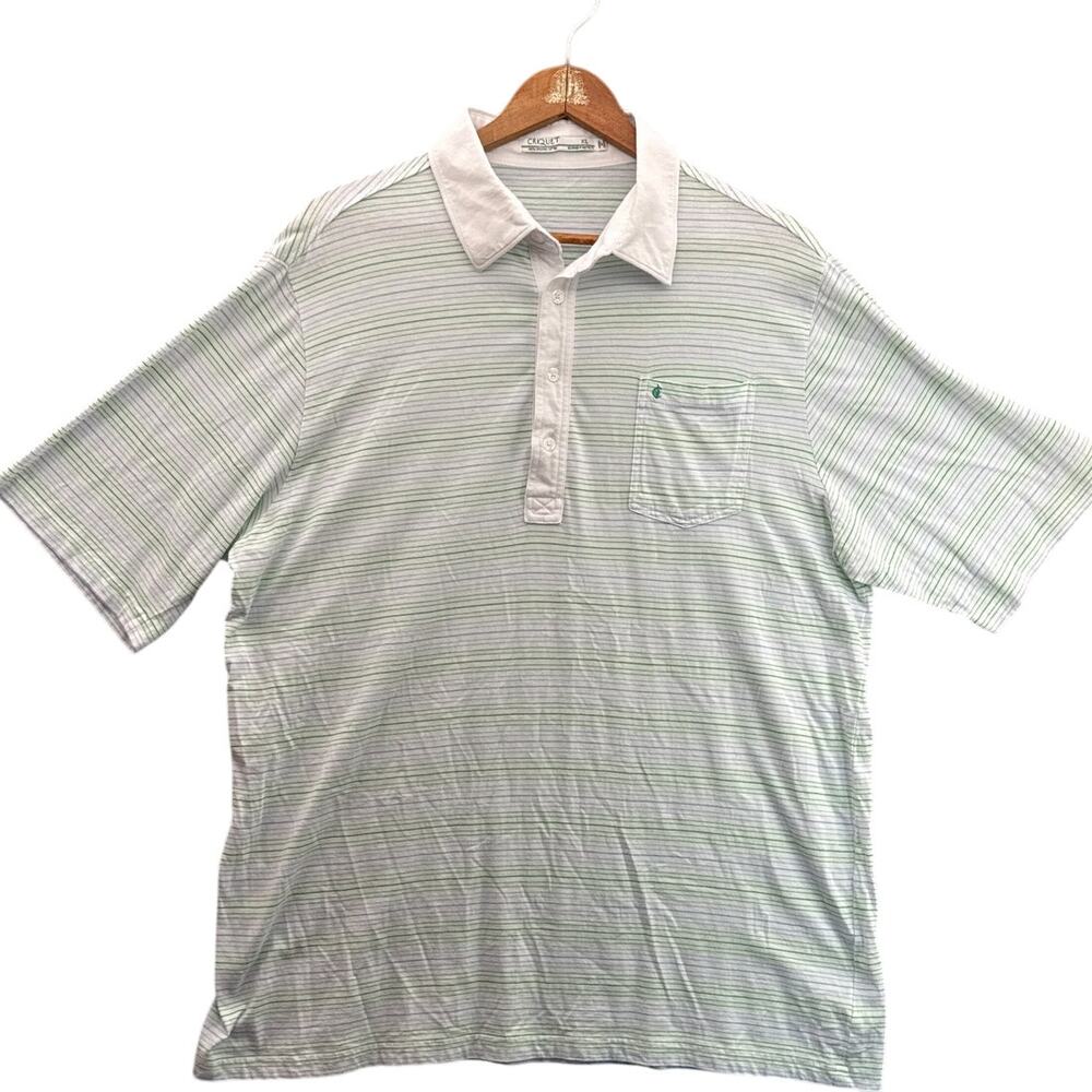 Criquet 100% Organic Cotton Spring Stripe Short Sleeve Polo Shirt Men XL